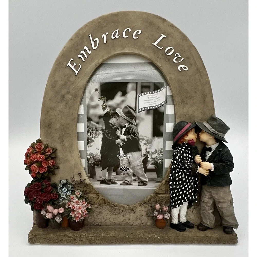 Embrace Love Photo Frame Puppy Love Children Kiss Flowers For 4x6 Photo Westland